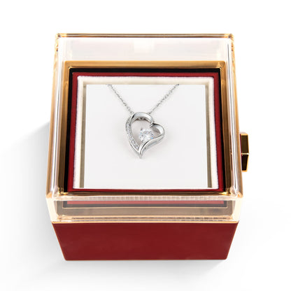 Forever Love Never Fades: Necklace in Luxurious Rotating Rose Box