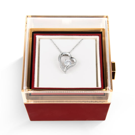 Forever Love Never Fades: Necklace in Luxurious Rotating Rose Box