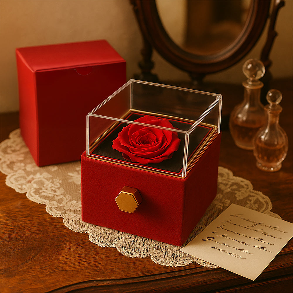 Forever Love Never Fades: Necklace in Luxurious Rotating Rose Box