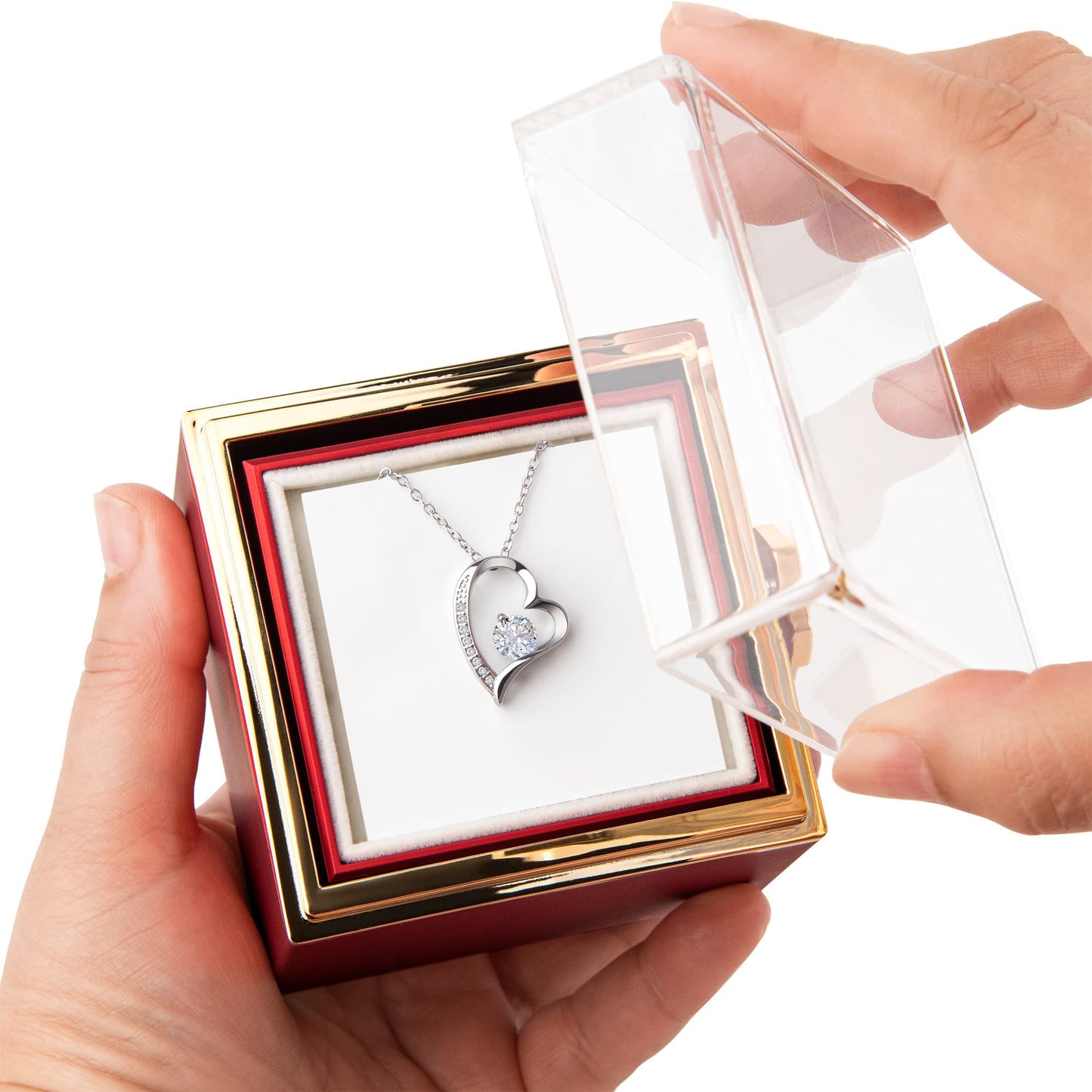 Forever Love Never Fades: Necklace in Luxurious Rotating Rose Box