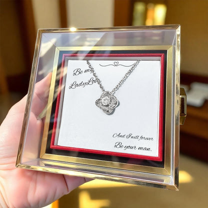 Be My Lady Love – Eternal Love Knot Necklace with Everlasting Rose