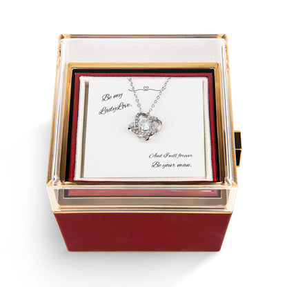 Be My Lady Love – Eternal Love Knot Necklace with Everlasting Rose