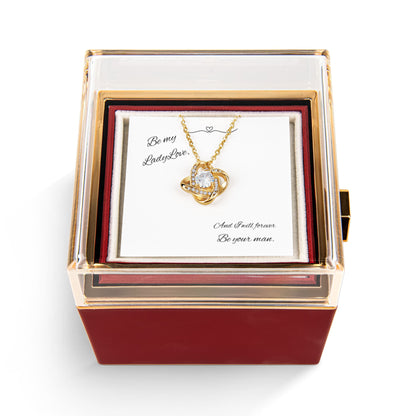 Be My Lady Love – Eternal Love Knot Necklace with Everlasting Rose