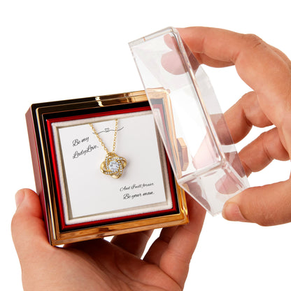 Be My Lady Love – Eternal Love Knot Necklace with Everlasting Rose