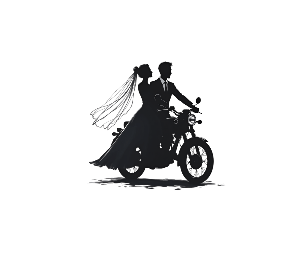 Acrylic Heart Ornament: Motorcycle Bride