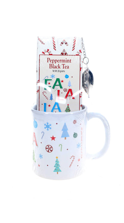 🍃 Peppermint Tea Mug Gift Set – Mug, Loose Tea &amp; Strainer