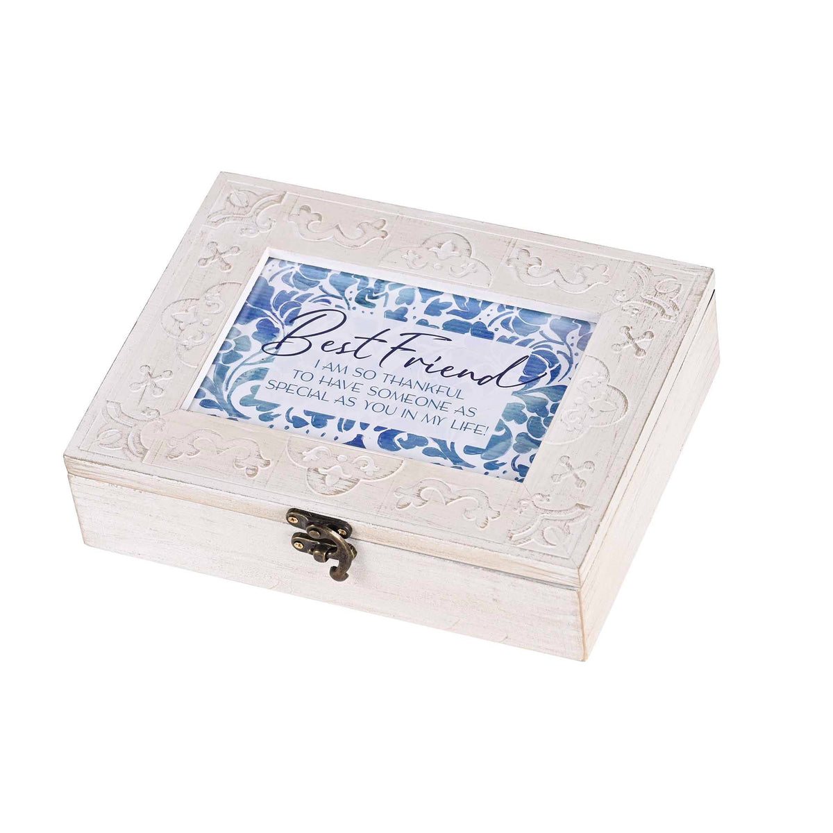 Decorative jewelry box with 'Best Friend' message on a white background