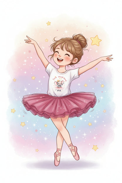 Elephant Toddler Tee – Ballet Ella ‘Tutu Much Fun’ Shirt for Little Girls