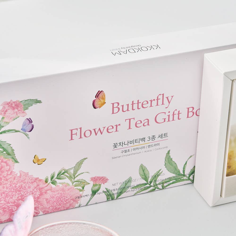 KKOKDAM - Butterfly Flower Tea Bag 3 kinds Gift Set - Pink