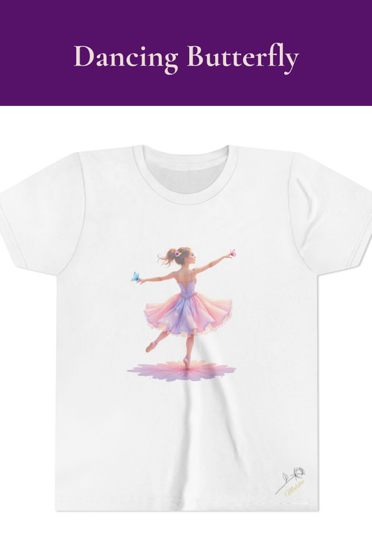 Youth Tee — Ballerina Watercolor Butterfly in Hand  T- Shirt