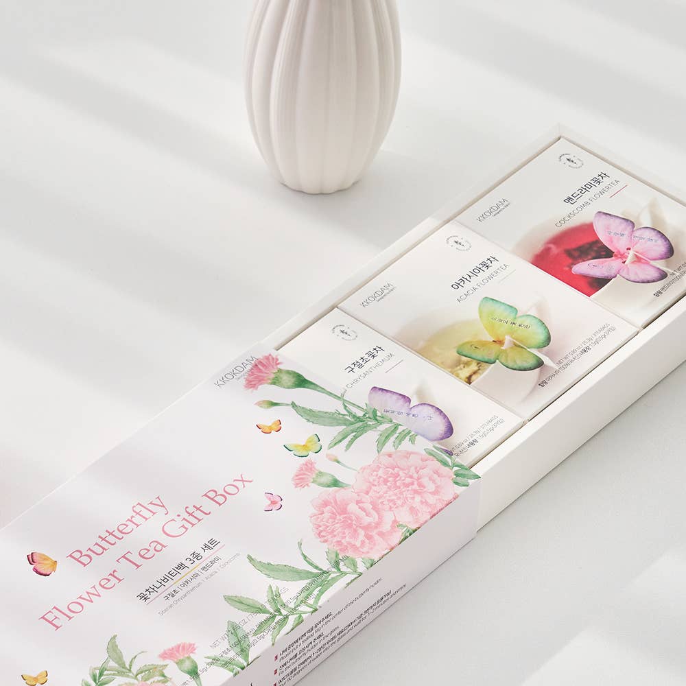KKOKDAM - Butterfly Flower Tea Bag 3 kinds Gift Set - Pink