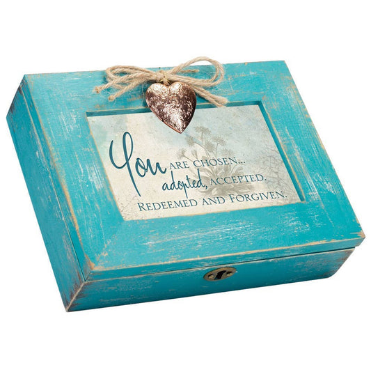 Wooden Music Box with Motivational Message and Heart Ornament