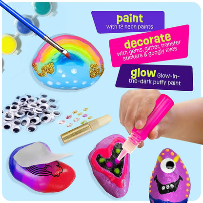 Kids Rock Painting Kit - Glow in the Dark - Arts & Crafts