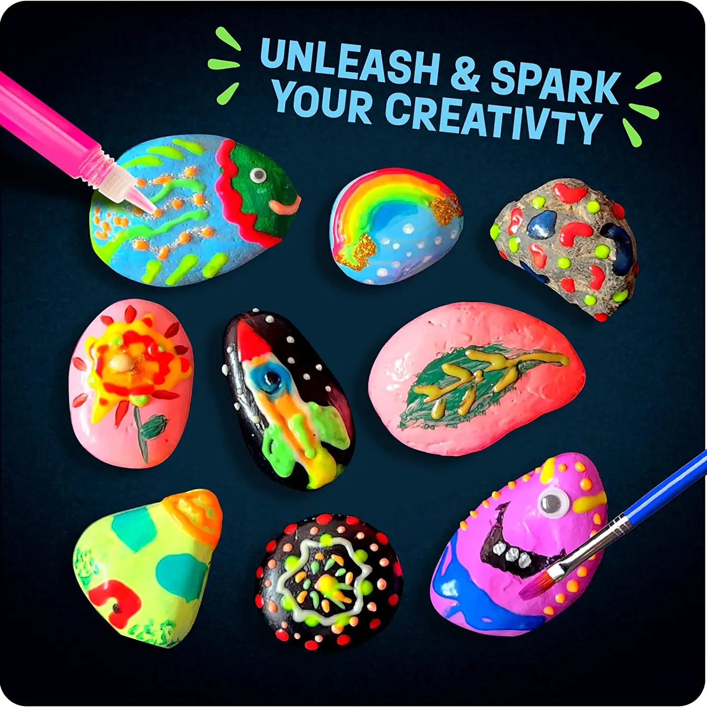 Kids Rock Painting Kit - Glow in the Dark - Arts & Crafts