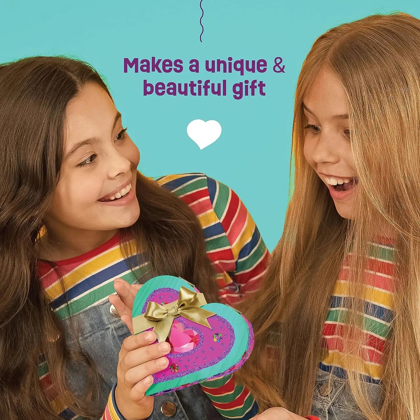 Paint Your Own Wooden Kids Heart Treasure Box Kit
