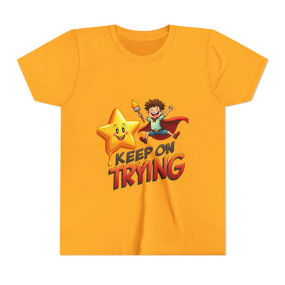 Affirmation Kids T‑Shirt – "Keep on Trying" – Back to School Confidence Tee