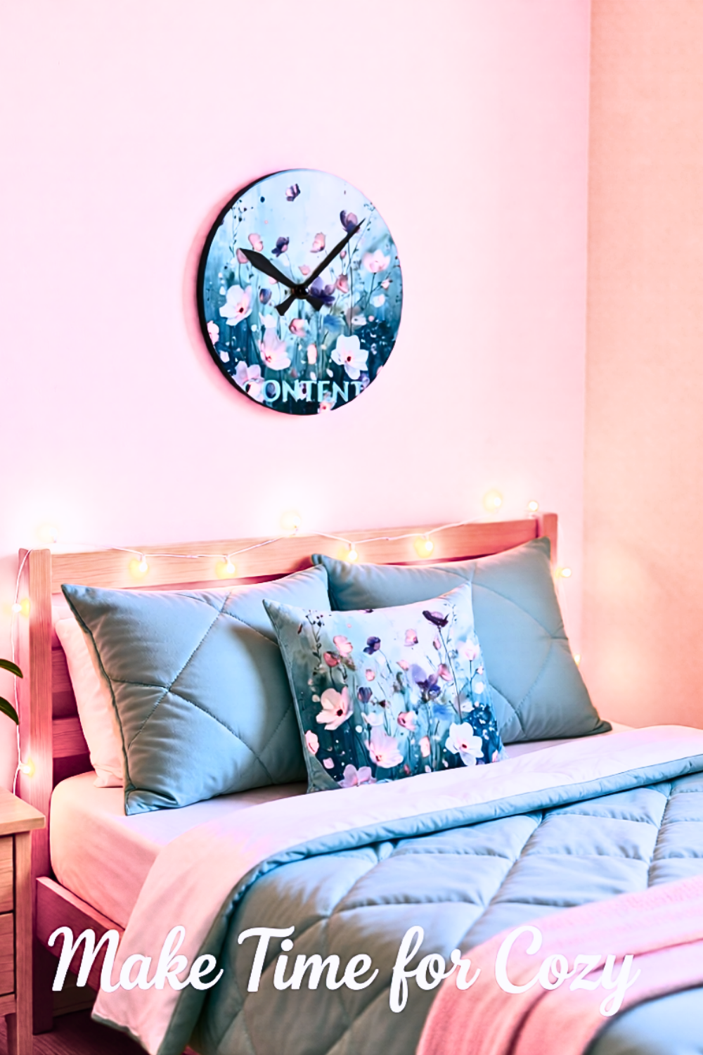 Acrylic Wall Clock — Pastel Floral Meadow Decorative Clock