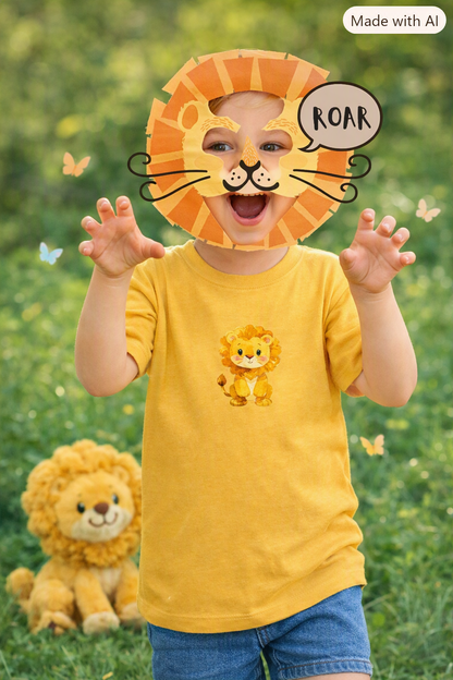Toddler Lion Tee — Cute Watercolor Animal Shirt for Gentle Courage & Everyday Play