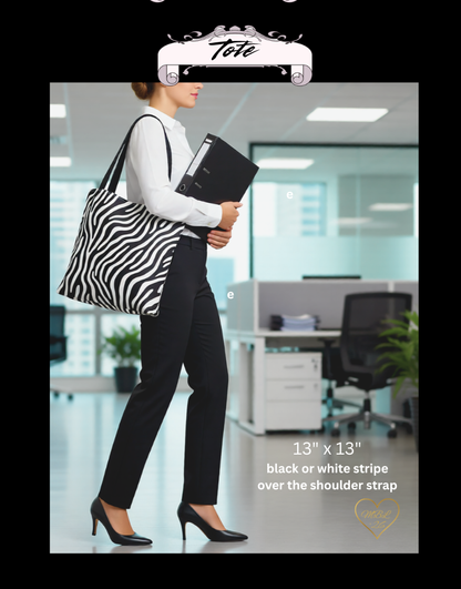 Tote: Zebra Print — Black & White Stripe Carry-All