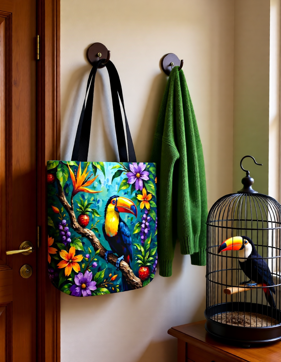 Eco-Tote: Tropical Toucan — Colorful Floral Jungle Print Cary-All
