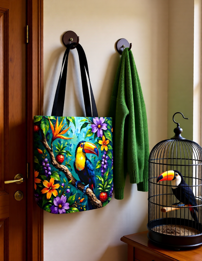 Eco-Tote: Tropical Toucan — Colorful Floral Jungle Print Cary-All
